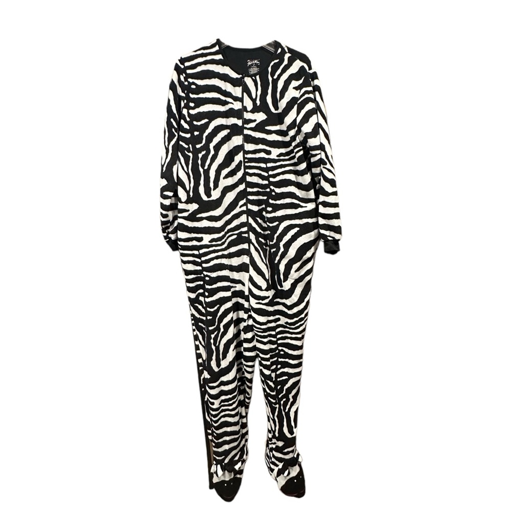 Old stock XL Nick & Nora footed fleece‎ zebra pjs